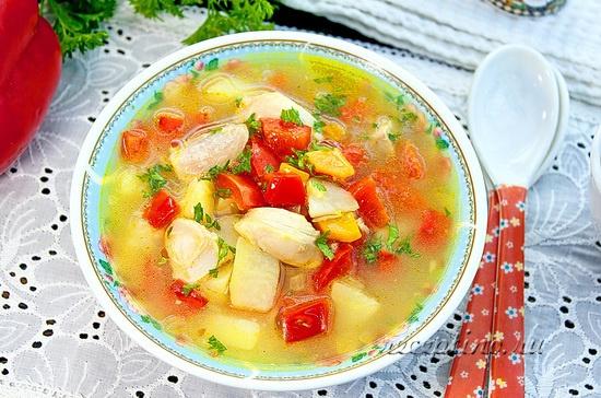 Суп с курицей, картофелем, болгарским перцем - рецепт с фото