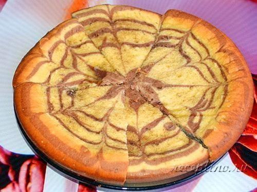 Пирог Зебра в мультиварке - рецепт с фото