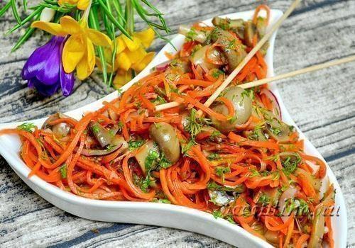 Салат грибы с морковью по-корейски - рецепт с фото