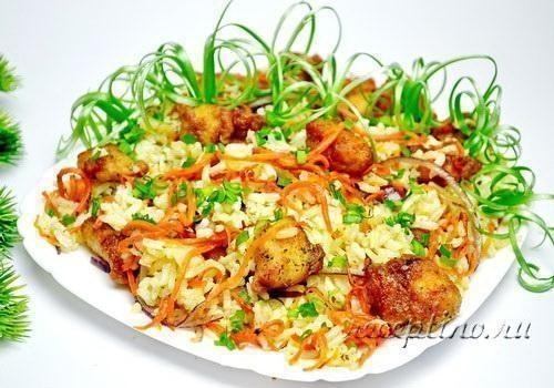 Рыбный салат с рисом и овощами - рецепт с фото