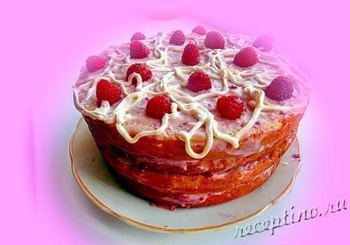 Малиновый торт в мультиварке - рецепт с фото