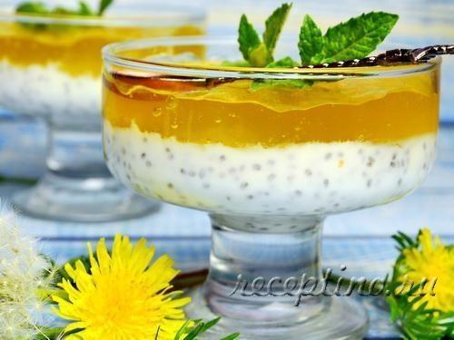 Желейный десерт из йогурта, семян чиа, одуванчиков - пошаговый рецепт с фото