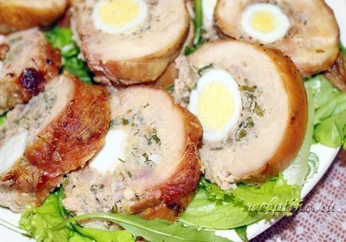 Рулет из курицы с перепелиными яйцами - рецепт с фото