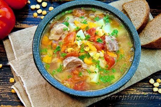 Гороховый суп со свининой, томатами, итальянскими травами - рецепт с фото