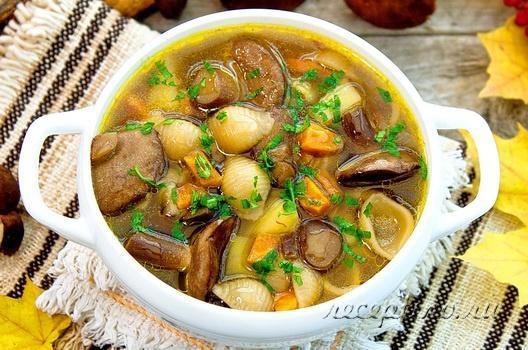 Грибной суп с картофелем и макаронными изделиями - рецепт с фото
