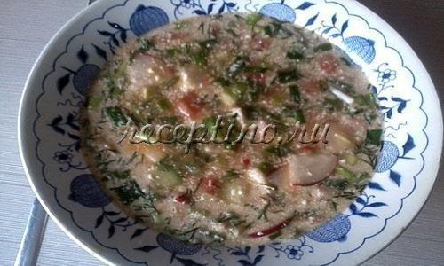 Окрошка со свежими огурцами и помидорами - рецепт с фото
