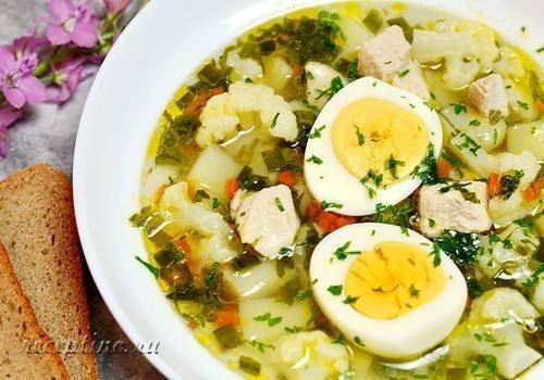 Куриный суп с молодым картофелем и цветной капустой - рецепт с фото