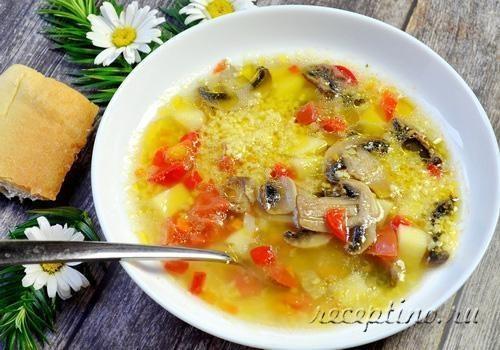 Пшенный суп с грибами и овощами - рецепт с фото
