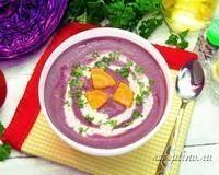 Крем-суп со сливками из краснокочанной капусты, картофеля, сельдерея - рецепт с фото