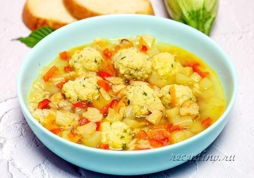 Овощной суп с рыбными фрикадельками и овсяными хлопьями - рецепт с фото