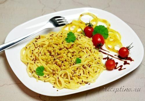 Паста (макароны, спагетти) с рыбным фаршем 