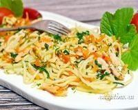 Спагетти с лососем и шпинатом