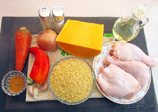 Продукты для пасты стеллини с курицей и овощами. ш-0