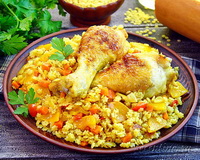 Паста стеллини (макароны) с курицей и овощами