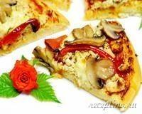 Пицца со свининой, грибами, сыром моцарелла - рецепт приготовления с фото