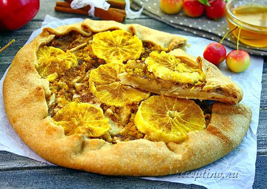 Медовая галета с пряностями, яблоками и апельсинами - рецепт с фото
