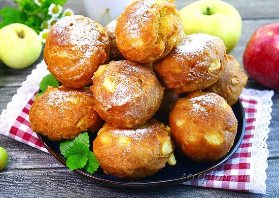 Пончики с яблоками (на кефире) - рецепт с фото