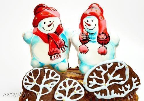 Расписные снеговики - новогодний декор из песочного теста - рецепт с фото