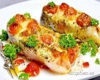 Форель, запеченная в духовке с моцареллой и помидорами черри - рецепт с фото