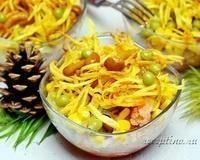 Салат из цветной капусты, кукурузы, зеленого горошка, маринованных опят, картофеля пай - рецепт с фото