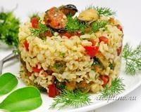 Салат из риса с мидиями