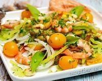 Салат с креветками, баклажанами, болгарским перцем - рецепт с фото