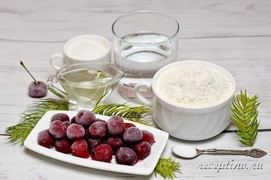 Продукты для вареников с замороженными вишнями (заварное тесто)